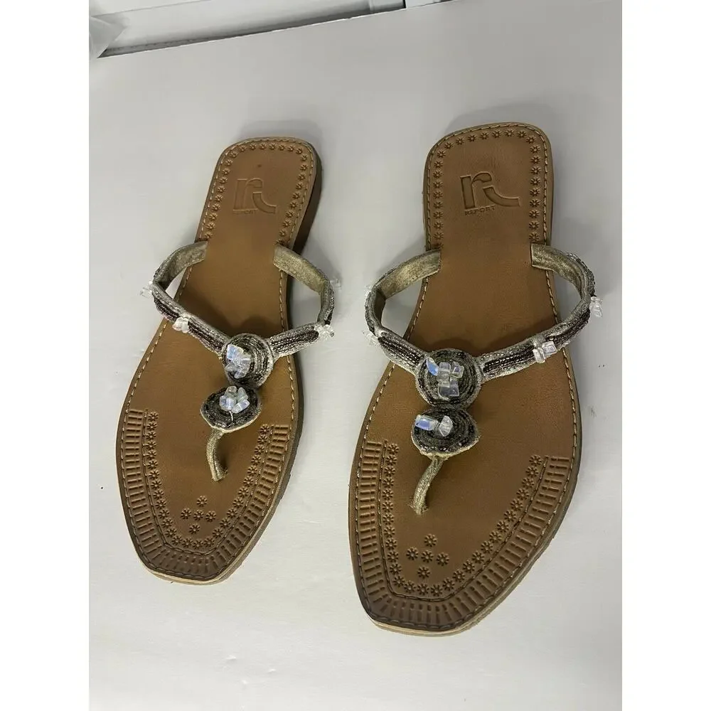 Report jeweled thong sandals size 10 (10.5